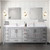 Lexora Jacques 84 in. W Distressed Grey Bath Vanity Cabinet, Cultured Marble Top, Faucet Set, and 34 in. Mirror