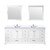 Lexora Dukes 84 in. W White Double Sink Vanity Cabinet, Cultured Marble Top, Faucet Set, and 34 in. Mirrors