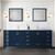Lexora  LJ342284DEDSM34F Jacques 84 in. W x 22 in. D Navy Blue Double Bath Vanity, Carrara Marble Top, Faucet Set, and 34 in. Mirrors