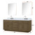 Lexora LVA84DR111 Abbey 84 inch W Grey Oak Double Sink Vanity Cabinet, Carrara Marble Top, Faucet Set, and 36 in Mirrors