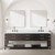 Lexora Norwalk 84 inch W Brown Oak Double Sink Vanity Cabinet, Carrara Marble Top, Faucet Set, and 36 in Mirrors