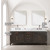 Lexora LVL84DK111 Laurel 84 inch W Brown Oak Double Sink Vanity Cabinet, Carrara Marble Top, Faucet Set, and 36 in Mirrors