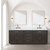 Lexora  LVA84DK111 Abbey 84 in W x 22 in D Brown Oak Double Bath Vanity, Carrara Marble Top, Faucet Set, and 36 in Mirrors