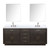 Lexora LVA84DK111 Abbey 84 inch W Brown Oak Double Sink Vanity Cabinet, Carrara Marble Top, Faucet Set, and 36 in Mirrors