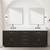 Lexora Abbey 84 inch W Brown Oak Double Sink Vanity Cabinet, Carrara Marble Top, Faucet Set, and 36 in Mirrors