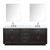 Lexora LVA84DJ111 Abbey 84 inch W Black Oak Double Sink Vanity Cabinet, Carrara Marble Top, Faucet Set, and 36 in Mirrors