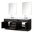 Lexora Abbey 84 inch W Black Oak Double Sink Vanity Cabinet, Carrara Marble Top, Faucet Set, and 36 in Mirrors