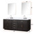Lexora LVA84DJ111 Abbey 84 inch W Black Oak Double Sink Vanity Cabinet, Carrara Marble Top, Faucet Set, and 36 in Mirrors