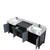 Lexora Zilara 84 inch W Black and Grey Double Sink Vanity Cabinet, Castle Grey Marble Top and Gun Metal Faucet Set