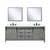 Lexora LVM84DH311 Marsyas 84 inch W Ash Grey Double Sink Vanity Cabinet, Cultured Marble Countertop, Faucet Set and 34 in Mirrors