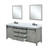 Lexora LVM84DH311 Marsyas 84 inch W Ash Grey Double Sink Vanity Cabinet, Cultured Marble Countertop, Faucet Set and 34 in Mirrors