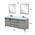 Lexora LVM84DH311 Marsyas 84 inch W Ash Grey Double Sink Vanity Cabinet, Cultured Marble Countertop, Faucet Set and 34 in Mirrors