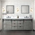 Lexora LVM84DH311 Marsyas 84 inch W Ash Grey Double Sink Vanity Cabinet, Cultured Marble Countertop, Faucet Set and 34 in Mirrors