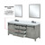 Lexora LVM84DH311 Marsyas 84 inch W Ash Grey Double Sink Vanity Cabinet, Cultured Marble Countertop, Faucet Set and 34 in Mirrors