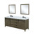 Lexora Marsyas 84 inch W Rustic Brown Double Sink Vanity Cabinet, Cultured Marble Countertop, Faucet Set and 34 in Mirrors