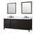 Lexora Marsyas 84 inch W Brown Double Sink Vanity Cabinet, Cultured Marble Countertop, Faucet Set and 34 in Mirrors