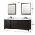 Lexora Marsyas 84 inch W Brown Double Sink Vanity Cabinet, Cultured Marble Countertop, Faucet Set and 34 in Mirrors