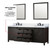 Lexora Marsyas 84 inch W Brown Double Sink Vanity Cabinet, Cultured Marble Countertop, Faucet Set and 34 in Mirrors