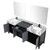 Lexora  LZ342284DLISM34FCM Zilara 84 in W x 22 in D Black and Grey Double Bath Vanity, Castle Grey Marble Top, Matte Black Faucet Set and 34 in Mirrors