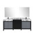 Lexora LZ342284DLISM34FCM Zilara 84 inch W Black and Grey Double Sink Vanity Cabinet, Castle Grey Marble Top, Matte Black Faucet Set and 34 in Mirrors