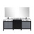 Lexora Zilara 84 inch W Black and Grey Double Sink Vanity Cabinet, Castle Grey Marble Top, Matte Black Faucet Set and 34 in Mirrors