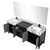 Lexora Zilara 84 inch W Black and Grey Double Sink Vanity Cabinet, Castle Grey Marble Top, Matte Black Faucet Set and 34 in Mirrors