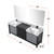Lexora Zilara 84 inch W Black and Grey Double Sink Vanity Cabinet, Castle Grey Marble Top, Matte Black Faucet Set and 34 in Mirrors