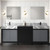 Lexora Zilara 84 inch W Black and Grey Double Sink Vanity Cabinet, Castle Grey Marble Top, Matte Black Faucet Set and 34 in Mirrors