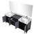 Lexora  LZ342284DLISM34FMC Zilara 84 in W x 22 in D Black and Grey Double Bath Vanity, Castle Grey Marble Top, Chrome Faucet Set and 34 in Mirrors