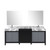 Lexora  LZ342284DLISM34FMC Zilara 84 in W x 22 in D Black and Grey Double Bath Vanity, Castle Grey Marble Top, Chrome Faucet Set and 34 in Mirrors