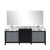 Lexora LZ342284DLISM34FMC Zilara 84 inch W Black and Grey Double Sink Vanity Cabinet, Castle Grey Marble Top, Chrome Faucet Set and 34 in Mirrors