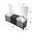 Lexora LZ342284DLISM34FMC Zilara 84 inch W Black and Grey Double Sink Vanity Cabinet, Castle Grey Marble Top, Chrome Faucet Set and 34 in Mirrors