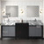 Lexora LZ342284DLISM34FMC Zilara 84 inch W Black and Grey Double Sink Vanity Cabinet, Castle Grey Marble Top, Chrome Faucet Set and 34 in Mirrors