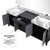 Lexora LZ342284DLISM34FMC Zilara 84 inch W Black and Grey Double Sink Vanity Cabinet, Castle Grey Marble Top, Chrome Faucet Set and 34 in Mirrors