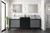 Lexora LZ342284DLISM34FMC Zilara 84 inch W Black and Grey Double Sink Vanity Cabinet, Castle Grey Marble Top, Chrome Faucet Set and 34 in Mirrors