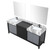 Lexora LZ342284DLISM34FBG Zilara 84 inch W Black and Grey Double Sink Vanity Cabinet, Castle Grey Marble Top, Gun Metal Faucet Set and 34 in Mirrors