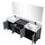 Lexora LZ342284DLISM34FBG Zilara 84 inch W Black and Grey Double Sink Vanity Cabinet, Castle Grey Marble Top, Gun Metal Faucet Set and 34 in Mirrors