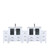 Lexora Volez 96 inch W White Double Sink Vanity Cabinet with Side Cabinet, White Ceramic Top, and Faucet Set