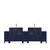 Lexora Volez 96 inch W Navy Blue Double Sink Vanity Cabinet with Side Cabinets, White Ceramic Top, and Faucet Set