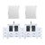 Lexora Volez 96 inch W White Double Sink Vanity Cabinet with Side Cabinets, White Ceramic Top, 28 in Mirrors, and Faucet Set