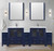 Lexora LVV96D30E611 Volez 96 inch W Navy Blue Double Sink Vanity Cabinet with Side Cabinets, White Ceramic Top, 28 in Mirrors, and Faucet Set