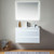 Vanity Art VA6036W 36 Inch Wall Hung Single Sink Bathroom Vanity With Resin Top - White