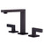 Fine Fixtures Square Bathroom Faucet - Three Hole - Black Matte - FAS3BL