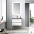 Blossom 019 30 01 A MT12 Berlin 30" Floating Bathroom Vanity With Acrylic Sink, Metal Legs - Glossy White & Glossy Grey