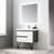 Blossom V8019 36 01 A MT12 Berlin 36" Floating Bathroom Vanity With Acrylic Sink, Metal Legs - Glossy White & Glossy Grey