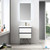 Blossom 019 24 01 C MT12 Berlin 24" Floating Bathroom Vanity With Ceramic Sink, Metal Legs - Glossy White & Glossy Grey