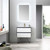 Blossom 019 30 01 C MT12 Berlin 30" Floating Bathroom Vanity With Ceramic Sink, Metal Legs - Glossy White & Glossy Grey