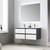 Blossom 019 48 01 C MT12 Berlin 48" Floating Bathroom Vanity With Ceramic Sink, Metal Legs - Glossy White & Glossy Grey