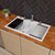 ALFI White 34" x 18" Granite Composite Workstation Step Rim Double Bowl Drop In Sink with Accessories - AB3418DBDI-W