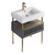 Fine Fixtures Dakota Vanity Cabinet 24 Inch Wide - Rock Grey With Satin Brass Hardware - DA24RG-DAH24SB-VEA2418W